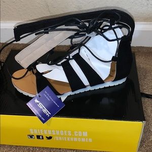 Black lace up sandals